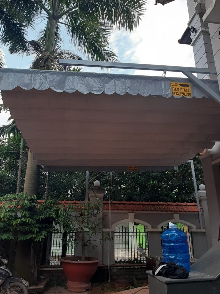 mái bạt xếp che hiên nhà