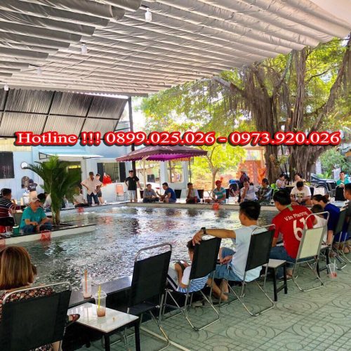 mái che bạt xếp quán cafe