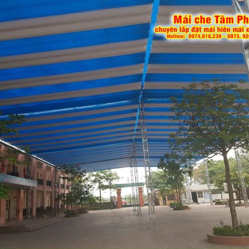Mái bạt kéo che sân trường giá rẻ