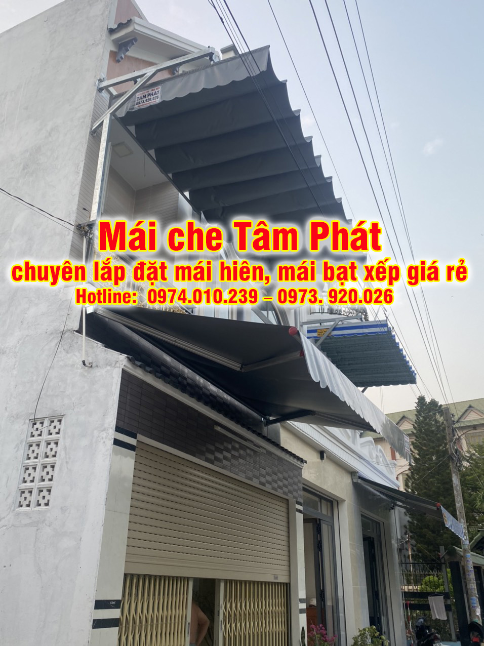 Lắp đặt mái hiên mái xếp di động