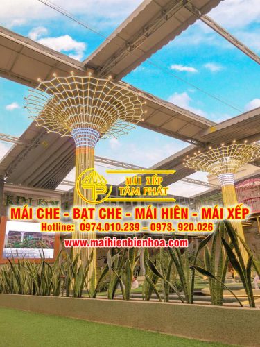 Mái xếp lượn sóng, mái bạt kéo quán cafe Koi